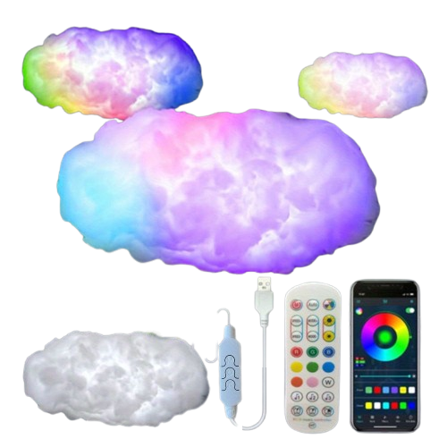 Multicolor 3D Cloud Light Kit with Music Sync - RGB Strip Lights for Gaming Room & Party Decor
