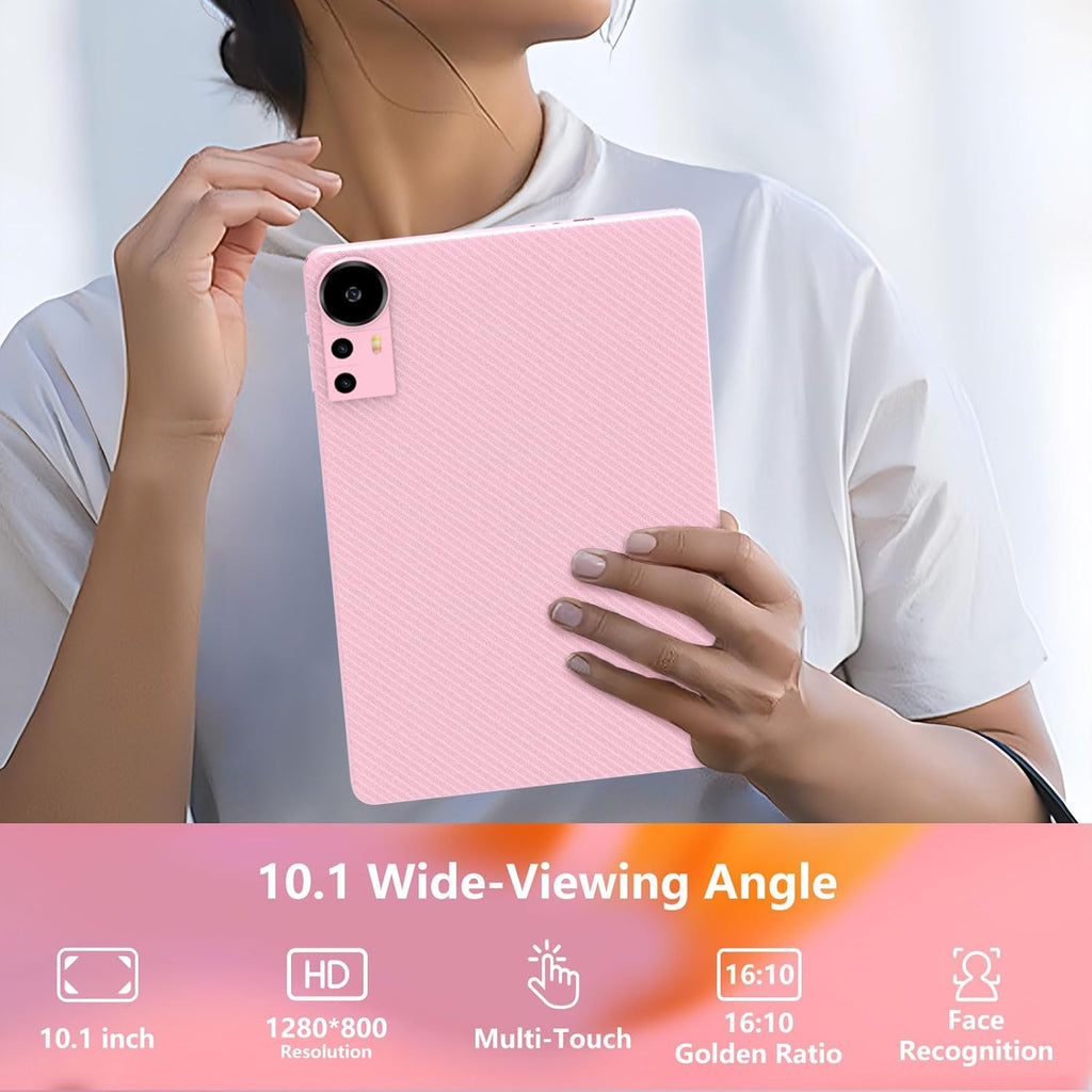 Tablette Android 15 de 10 pouces. 20 Go de RAM 128 Go de ROM, extensible à 2 To. Tablette PC avec processeur Quad-Core de 2,0 GHz, étui et stylet. Wi-Fi 6 5G. BT5.0. Batterie de 6000 mAh. Double appareil photo. Widevine L1. GMS. Rose.