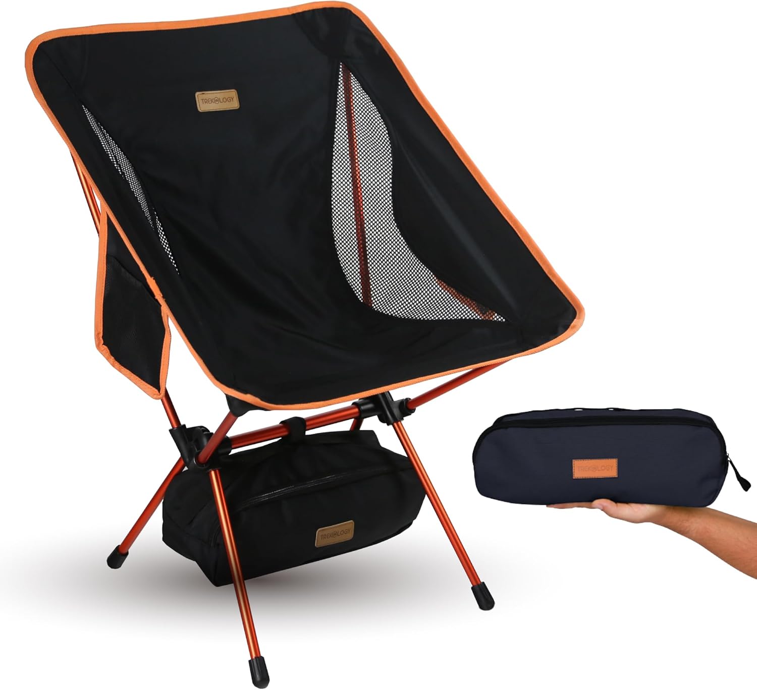 TREKOLOGY YIZI GO Camping Chair for Adult – Compact. Foldable. Lightweight 0.9 kg. 136 kg Capacity. Durable Aluminum. Quick Setup. Ideal for Backpacking. Beach. and Outdoor Adventures (Black)