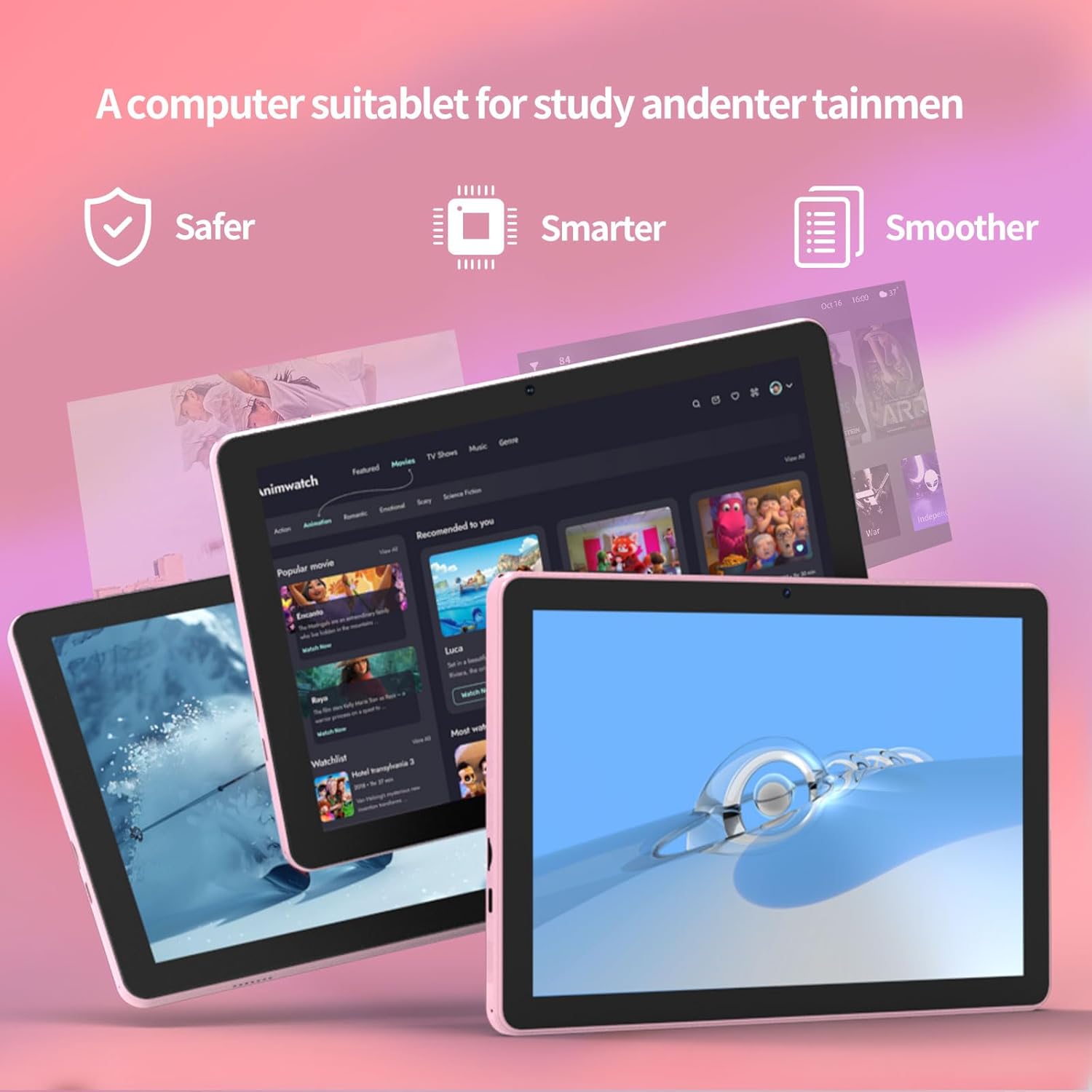 Android 15 Tablet 10 inch Tablets. 20GB RAM 128GB ROM 2TB Expand. 2.0Ghz CPU Quad-Core Processor Tablet PC with Case and Stylus. 5G WiFi6. BT5.0. 6000mAh Battery. Dual Camera. Widevine L1. GMS. Pink