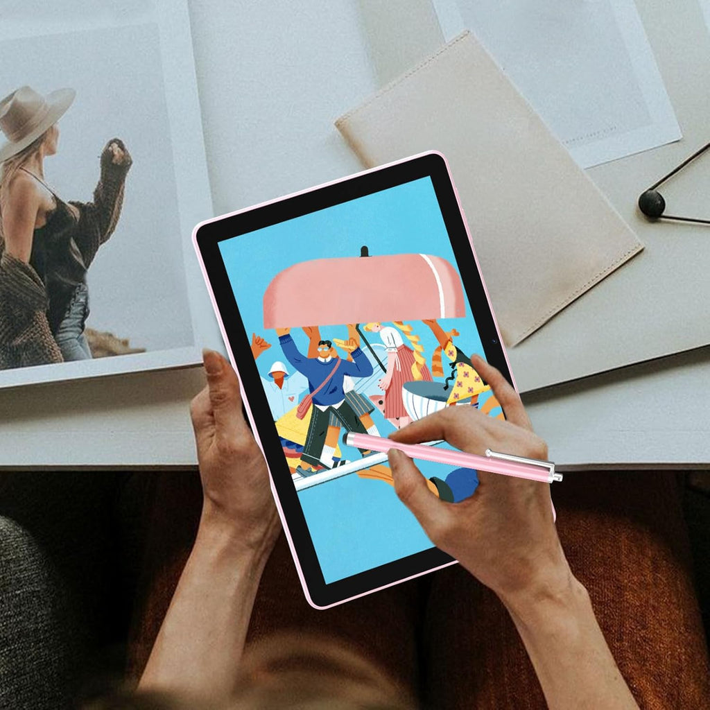 Tablette Android 15 de 10 pouces. 20 Go de RAM 128 Go de ROM, extensible à 2 To. Tablette PC avec processeur Quad-Core de 2,0 GHz, étui et stylet. Wi-Fi 6 5G. BT5.0. Batterie de 6000 mAh. Double appareil photo. Widevine L1. GMS. Rose.