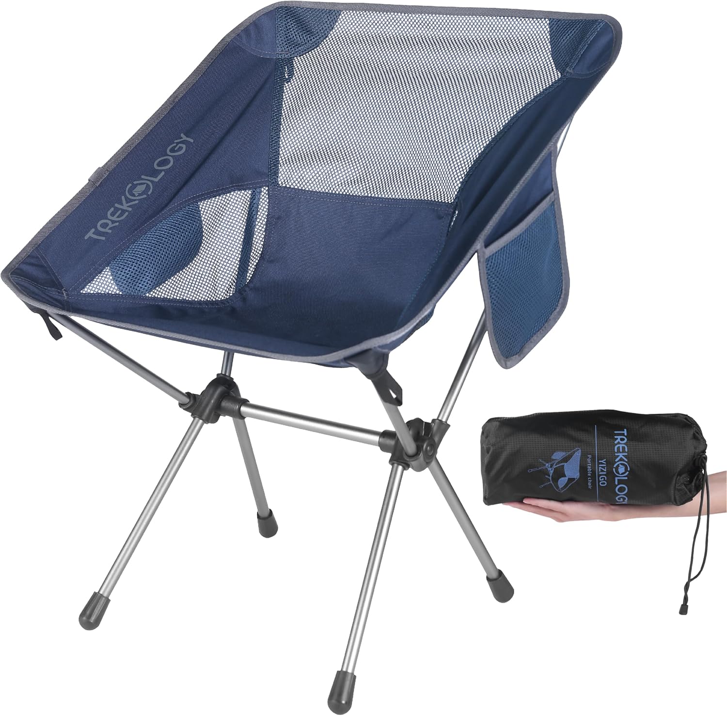 TREKOLOGY YIZI GO Camping Chair for Adult – Compact. Foldable. Lightweight 0.9 kg. 136 kg Capacity. Durable Aluminum. Quick Setup. Ideal for Backpacking. Beach. and Outdoor Adventures (Black)