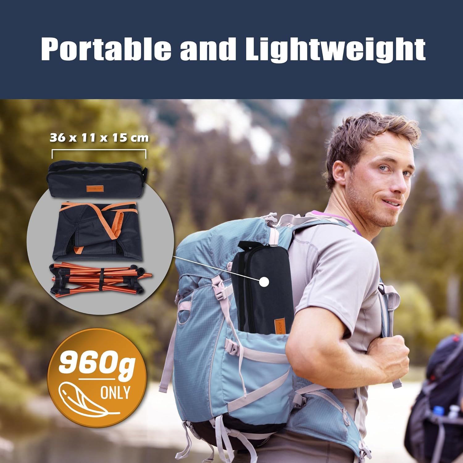 TREKOLOGY YIZI GO Camping Chair for Adult – Compact. Foldable. Lightweight 0.9 kg. 136 kg Capacity. Durable Aluminum. Quick Setup. Ideal for Backpacking. Beach. and Outdoor Adventures (Black)