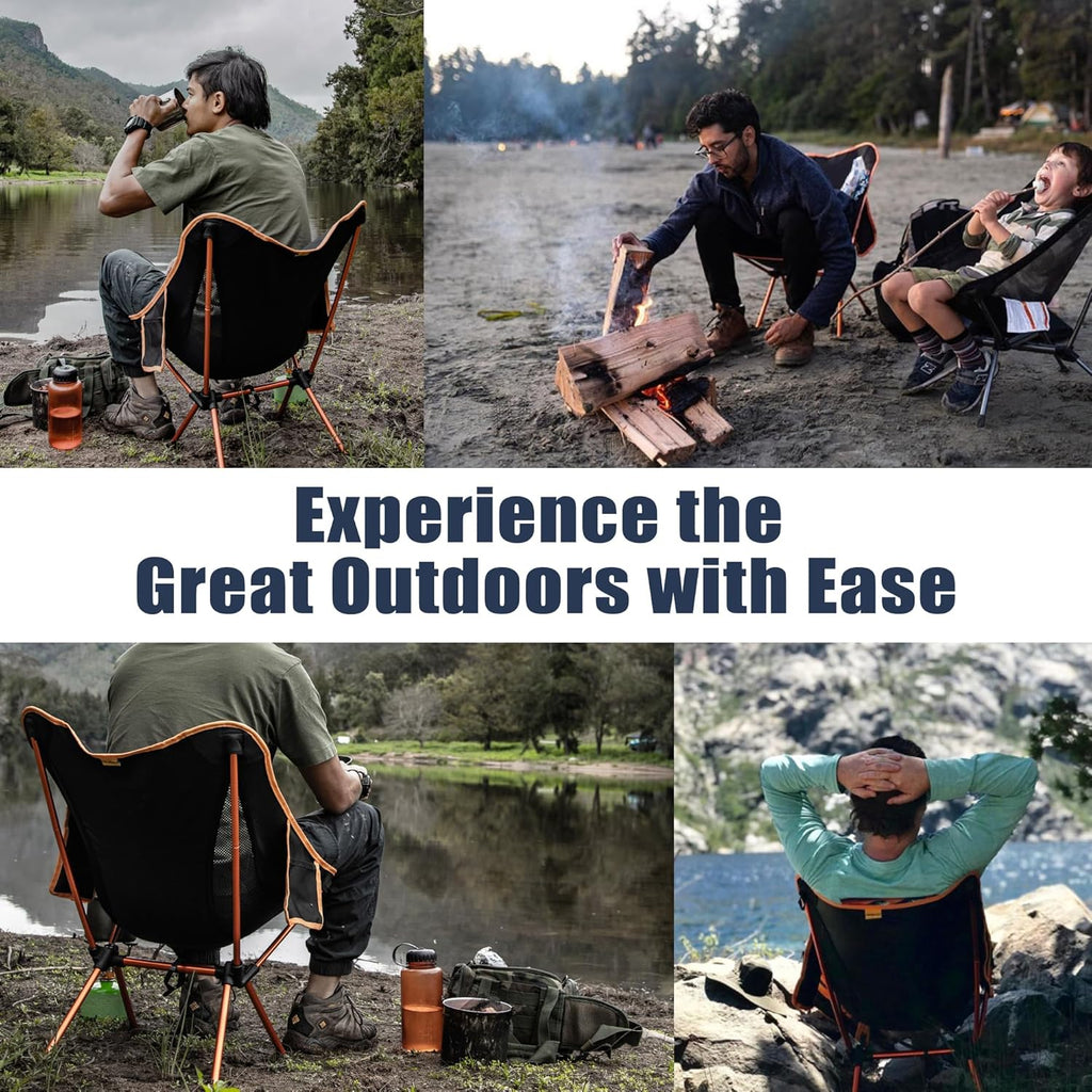 TREKOLOGY YIZI GO Camping Chair for Adult – Compact. Foldable. Lightweight 0.9 kg. 136 kg Capacity. Durable Aluminum. Quick Setup. Ideal for Backpacking. Beach. and Outdoor Adventures (Black)