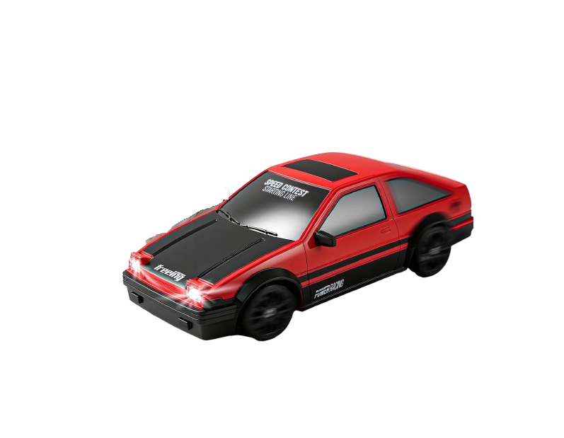 RC Drift Car with LED Lights – 2.4GHz Remote Control Racing Car with 2 Batteries & 2 Tire Sets (Red)