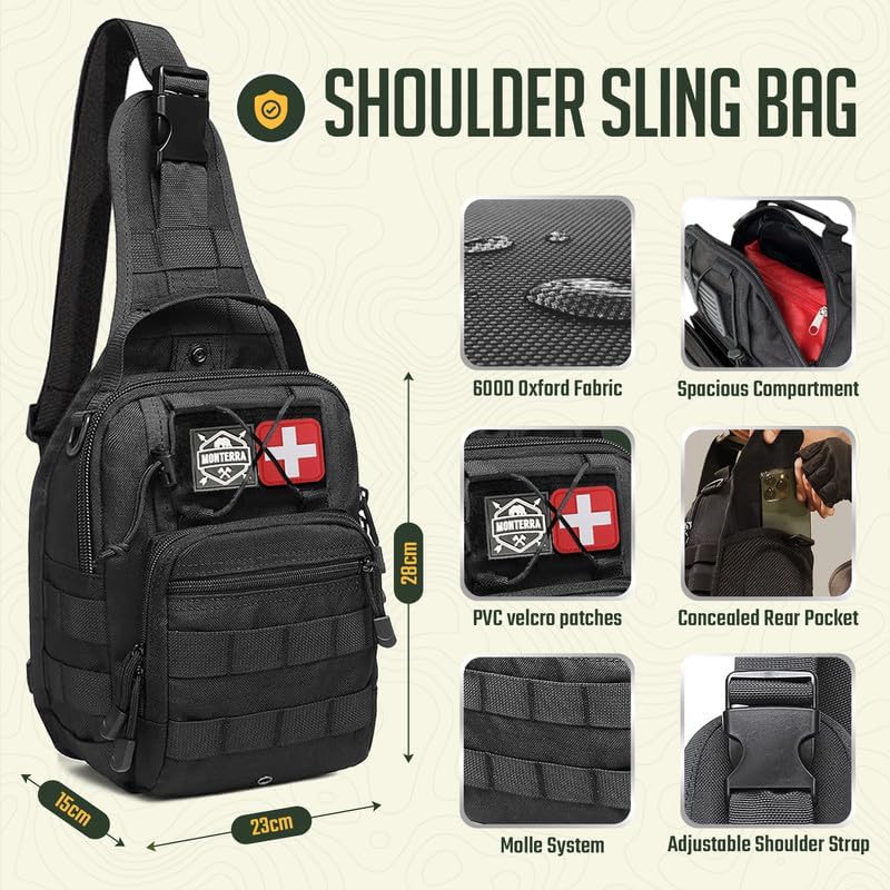 Monterra Survival Kit. First Aid. 214 Pcs. Emergency Gear and Supplies. Bug Out Go Bag. EDC. Molle System Backpack. Hiking. Camping. Outdoor Accessories. Gifts for Men