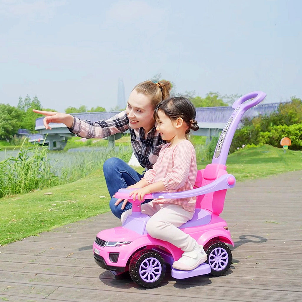 3‑in‑1 Toddler Ride‑On Push Car – Stroller, Sliding Walker & Ride‑On Toy with Music, Horn & Lights (Pink, Ages 1–3)