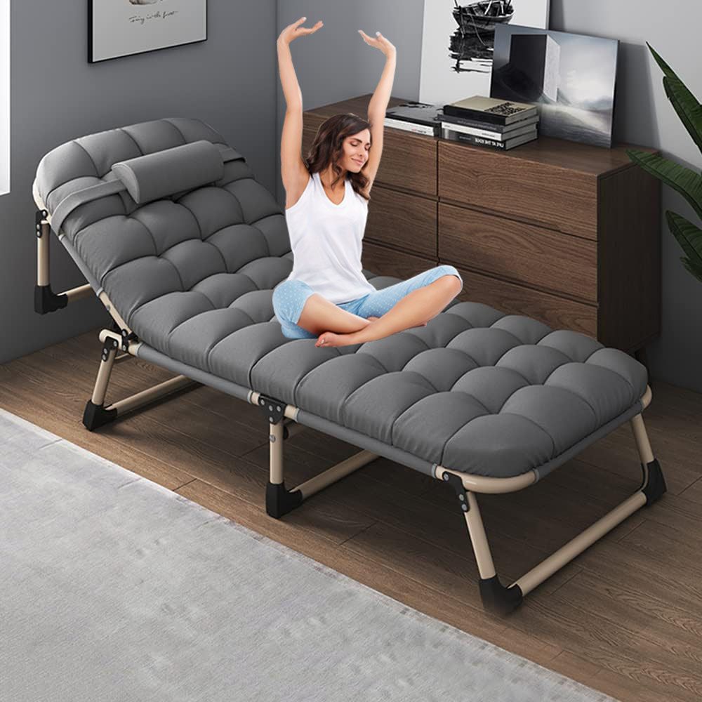 Heavy‑Duty Folding Camping Bed with Flip‑Up Mattress – Portable Guest Bed for Teens & Adults