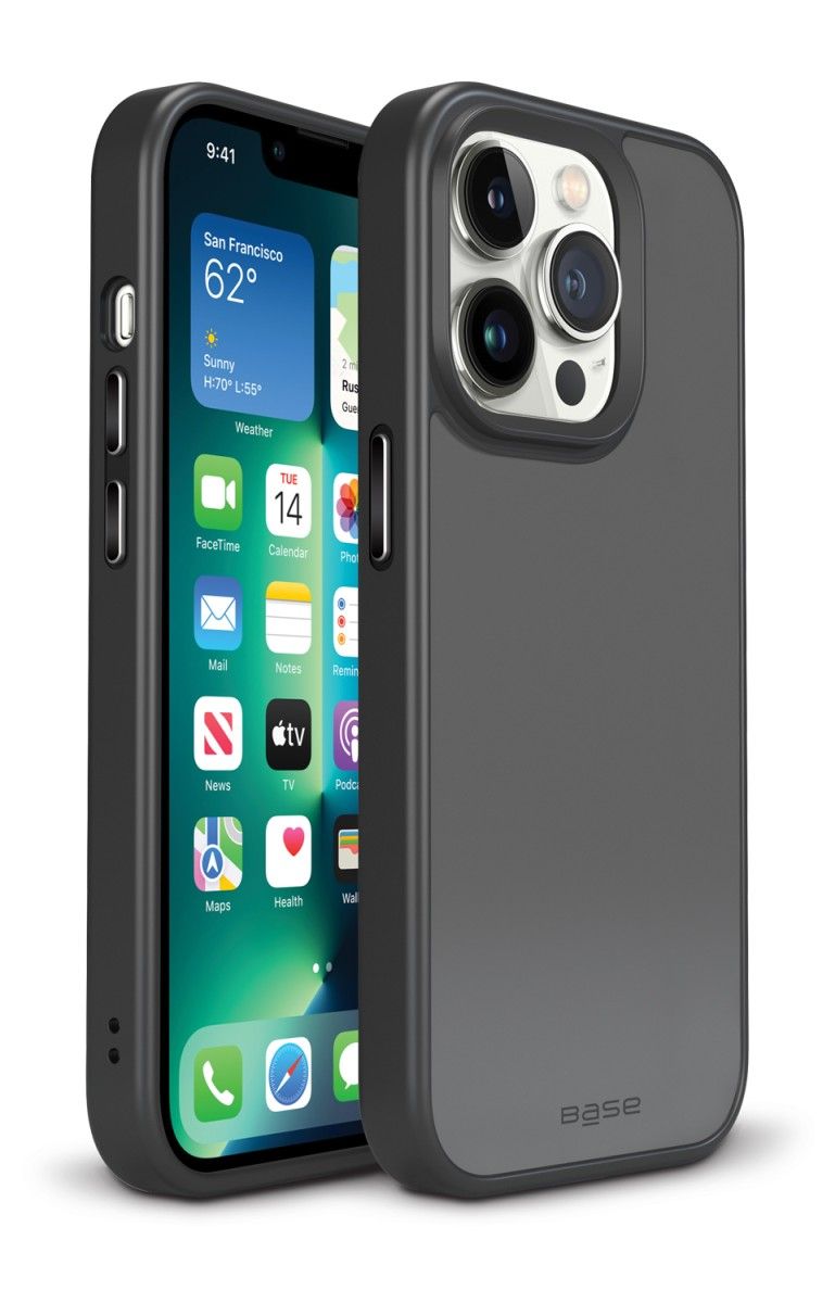 Clear Reinforced Protective Phone Case with Pink Border compatible with iPhone 14 Pro