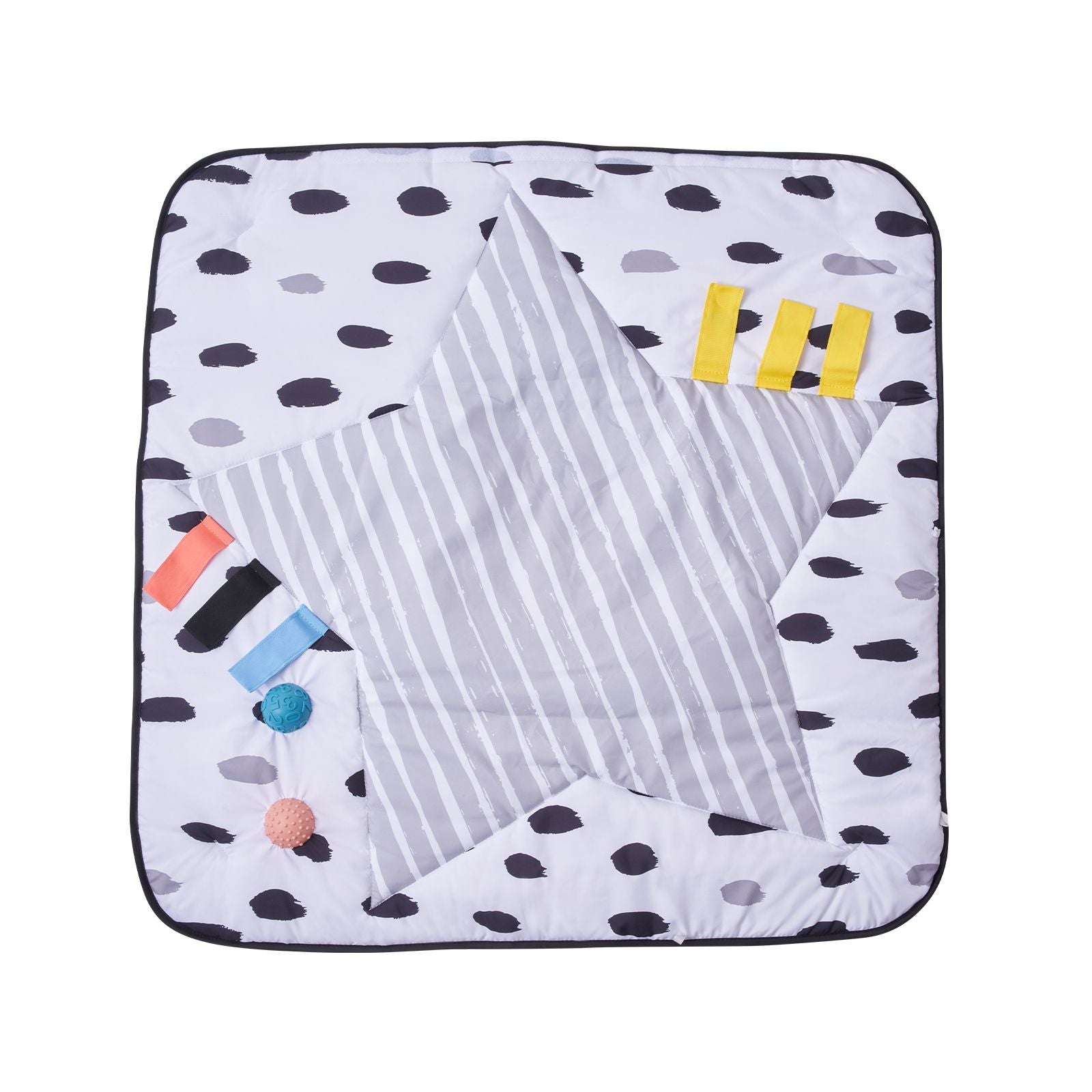 Baby Play Gym Mat – Tummy Time Activity Mat with 6 Sensory Toys & 2 Touch Balls (0–18 Months)