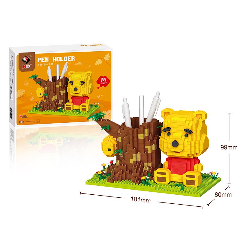 Disney Series Building Block Pen Holder – Stitch Winnie the Pooh DIY Puzzle Assembly Toy and Desk Organizer