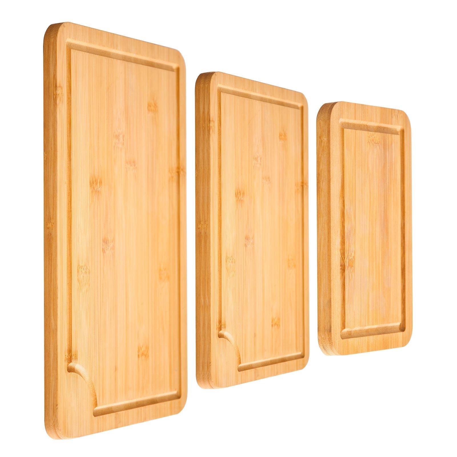 3-Piece Bamboo Cutting Board Set — Juice Groove, Built-in Handle & Food-Grade Oil Finish