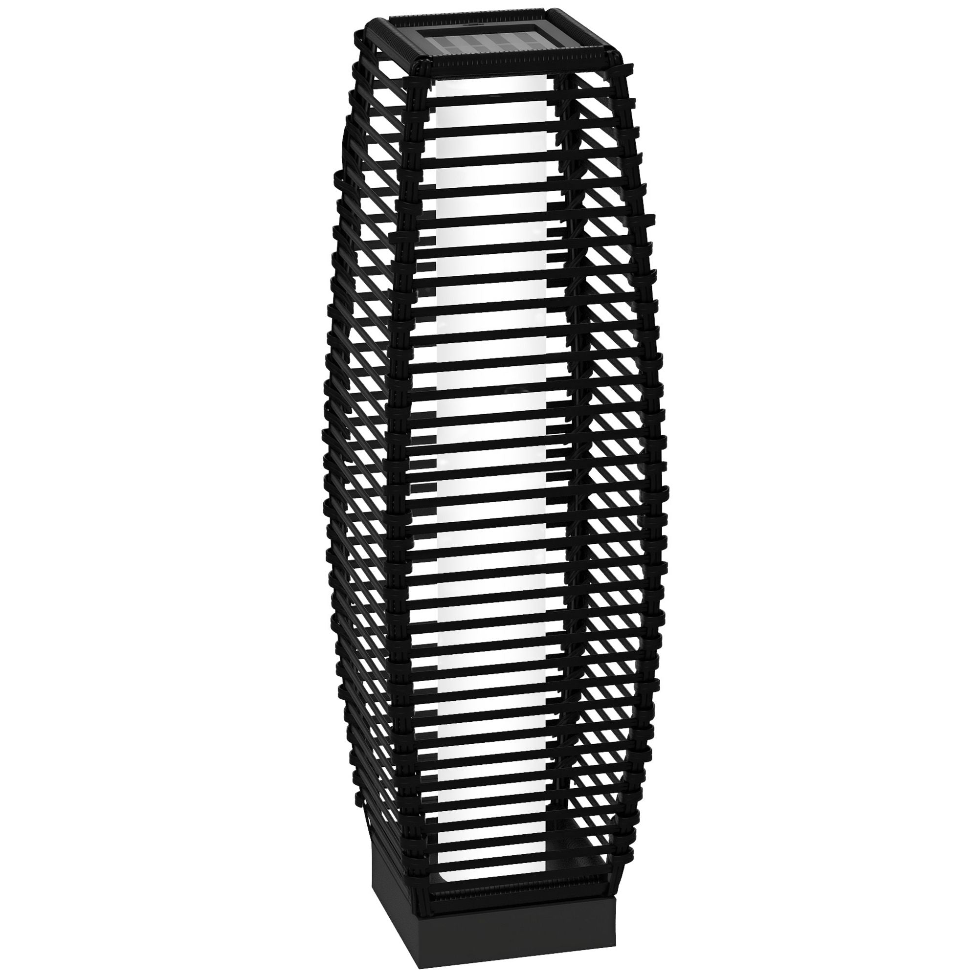 Solar Rattan Floor Lamp – Outdoor Waterproof Garden Lantern with Auto On/Off LED, Black