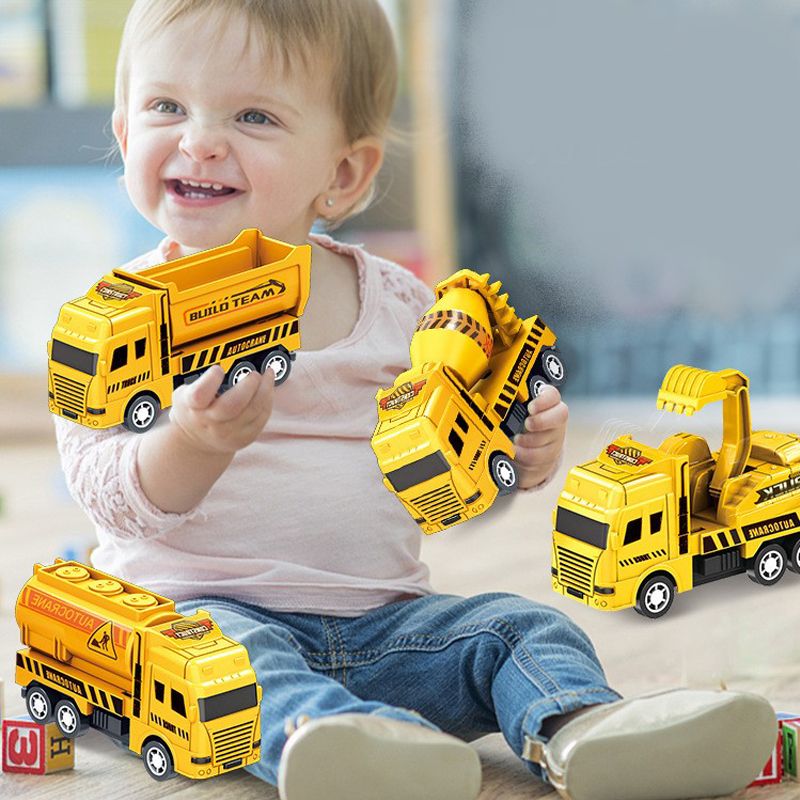 4-Piece Mini Construction Truck Set for Kids – Educational Engineering Vehicle Toy Cars for Toddlers & Children