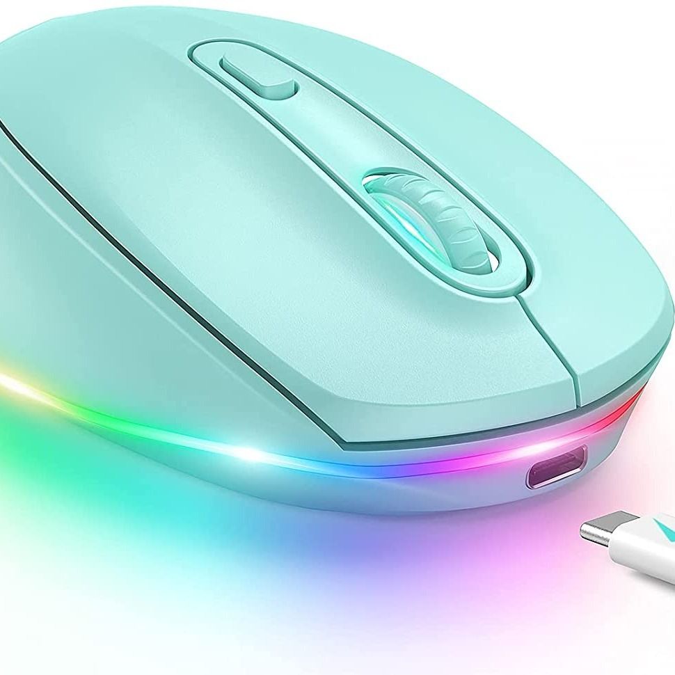 Wireless Rechargeable Silent Mouse with RGB LED Lights & USB‑C