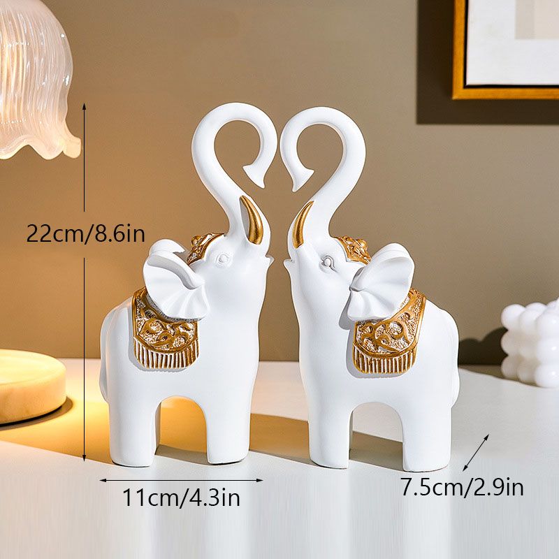 Resin Couple Elephant Figurines – Nordic Animal Statues for Home Office Tabletop Decor