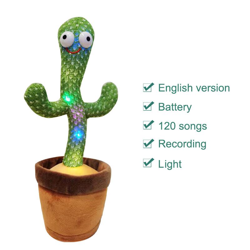 Dancing Cactus Plush Toy – Singing Recording LED Light Kids Educational Gift