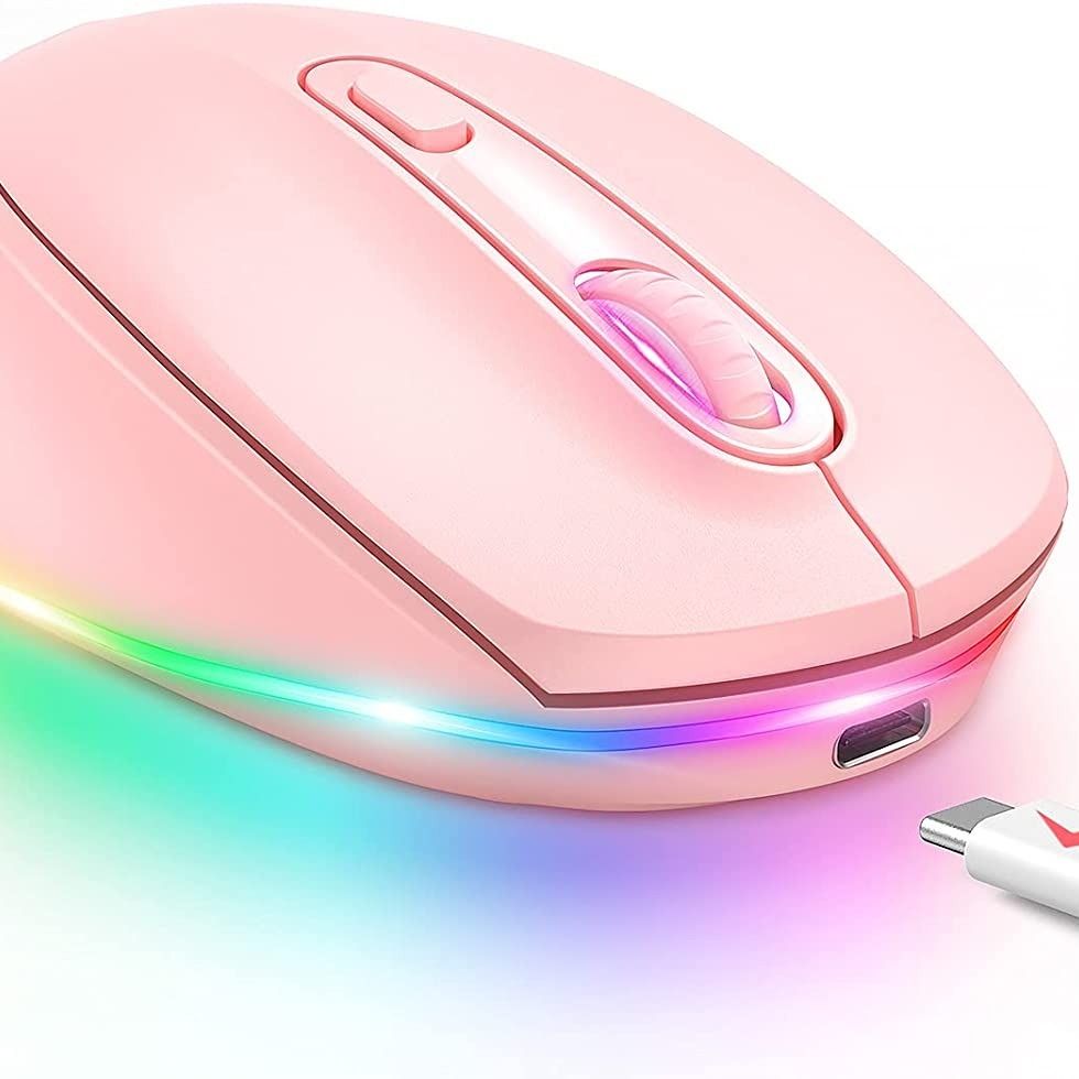 Wireless Rechargeable Silent Mouse with RGB LED Lights & USB‑C