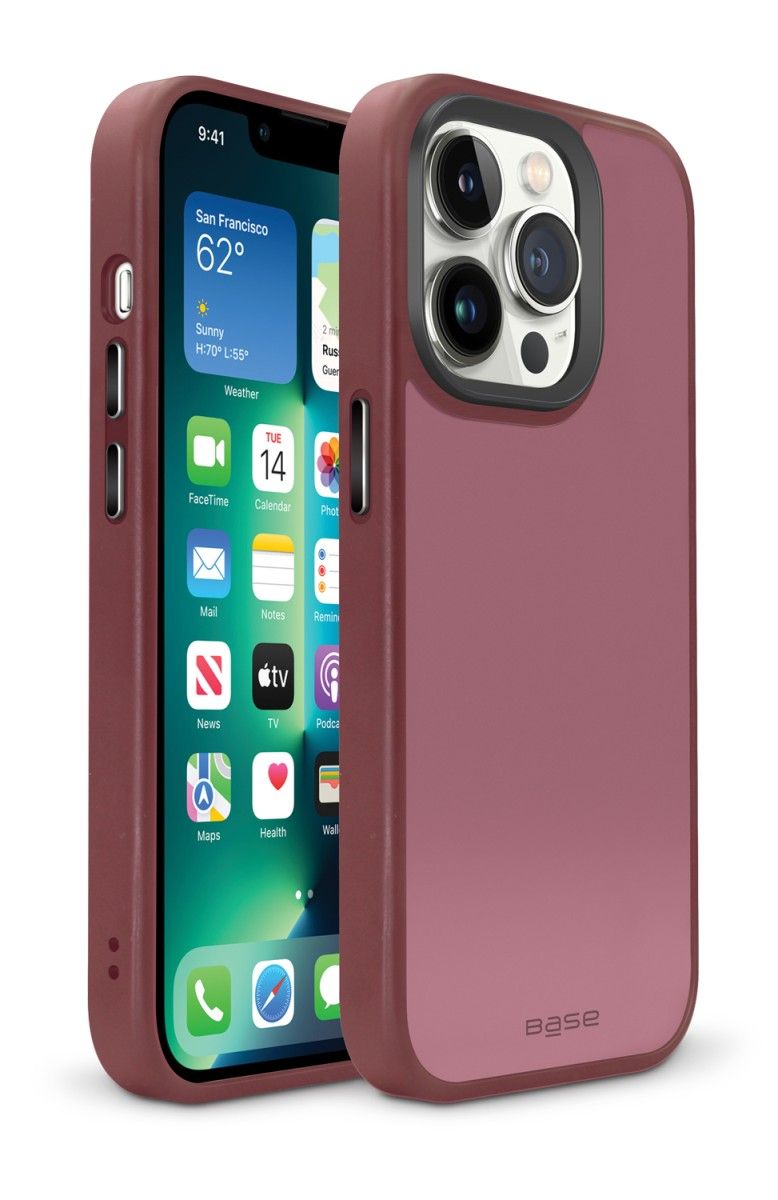 Clear Reinforced Protective Phone Case with Pink Border compatible with iPhone 14 Pro