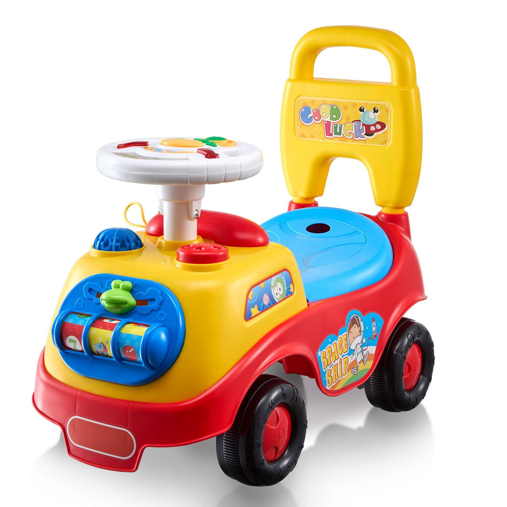Ride‑On Push Car for Toddlers (Ages 1–3) – Sit‑to‑Stand Racer with Music, Horn & Under‑Seat Storage