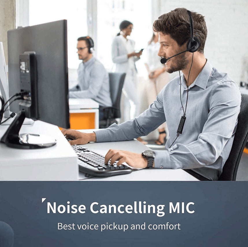 USB Headset with Noise Cancelling Microphone for PC — Computer Headphone for Calls, Chat & Work From Home