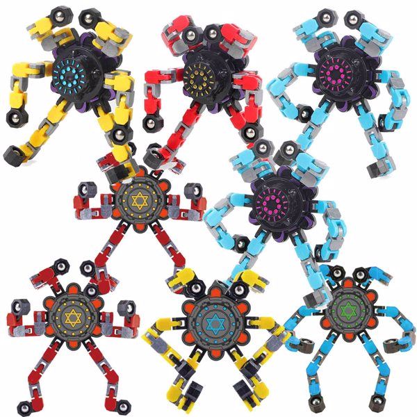 Deformable Fidget Robot Set – 8‑Pack DIY Fingertip Spinners & Transforming Robot Toys