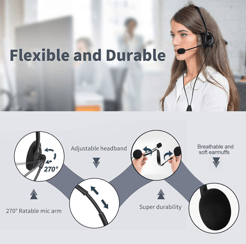 USB Headset with Noise Cancelling Microphone for PC — Computer Headphone for Calls, Chat & Work From Home