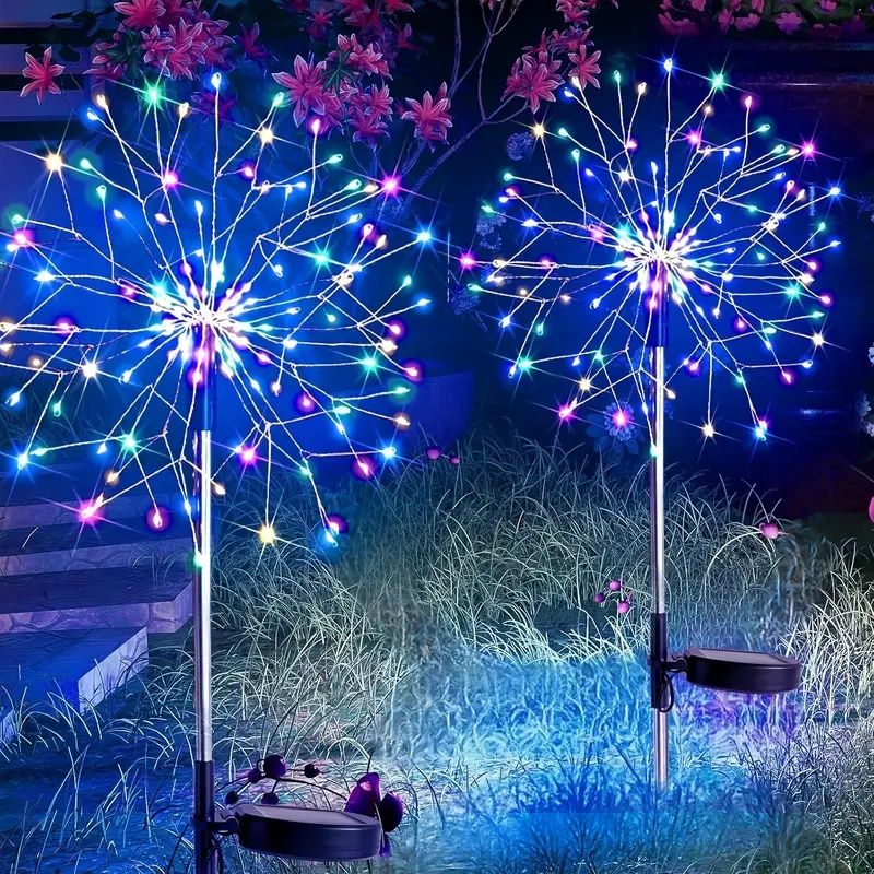 120‑LED Solar Fireworks Lights – Starburst Garden Lights with 8 Modes, Waterproof, Solar‑Powered Pathway Décor (4‑Pack)
