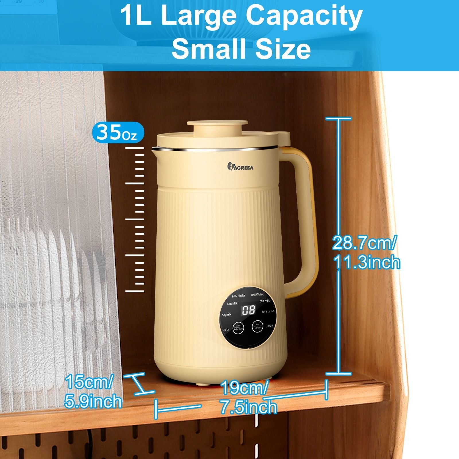 IAGREEA Nut Milk Maker 35oz | Almond Oat Soy Plant-Based Milk Machine