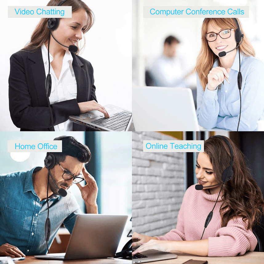 USB Headset with Noise Cancelling Microphone for PC — Computer Headphone for Calls, Chat & Work From Home