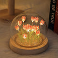 Tulip Glass Dome Night Light – LED Flower Lamp Gift for Women Mom Birthday Christmas