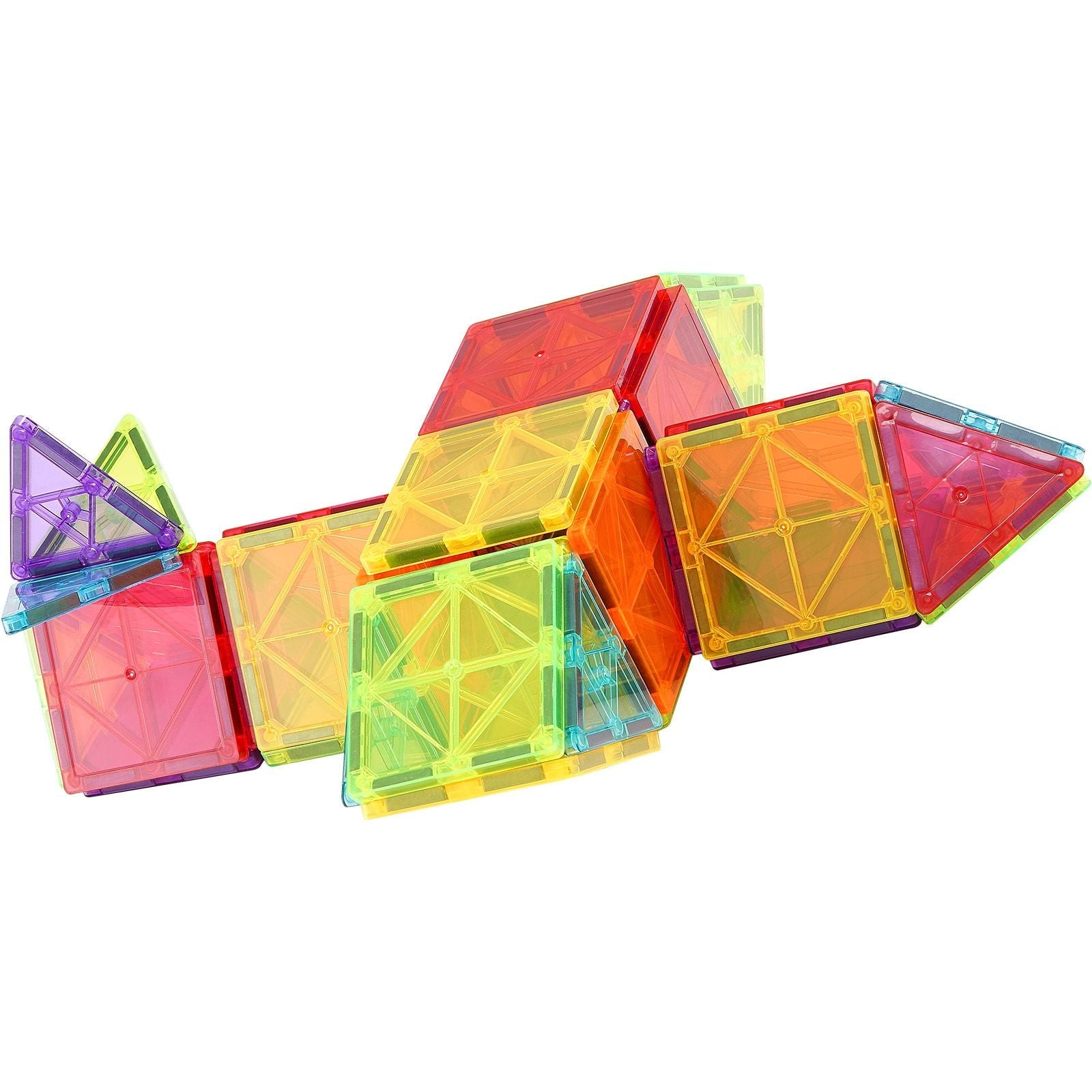 Magnetic Tiles – 55‑Piece STEM Building Set with Car Base & Number Cards (Ages 4+)