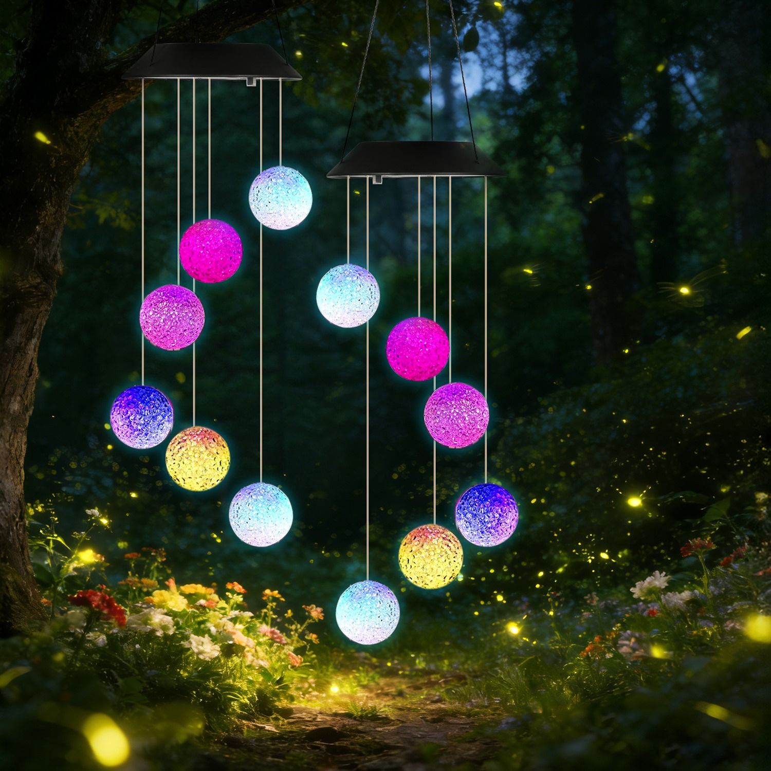 Solar Ball Wind Chime – 7 Color Changing LED Outdoor Garden Decor, IPX4 Waterproof