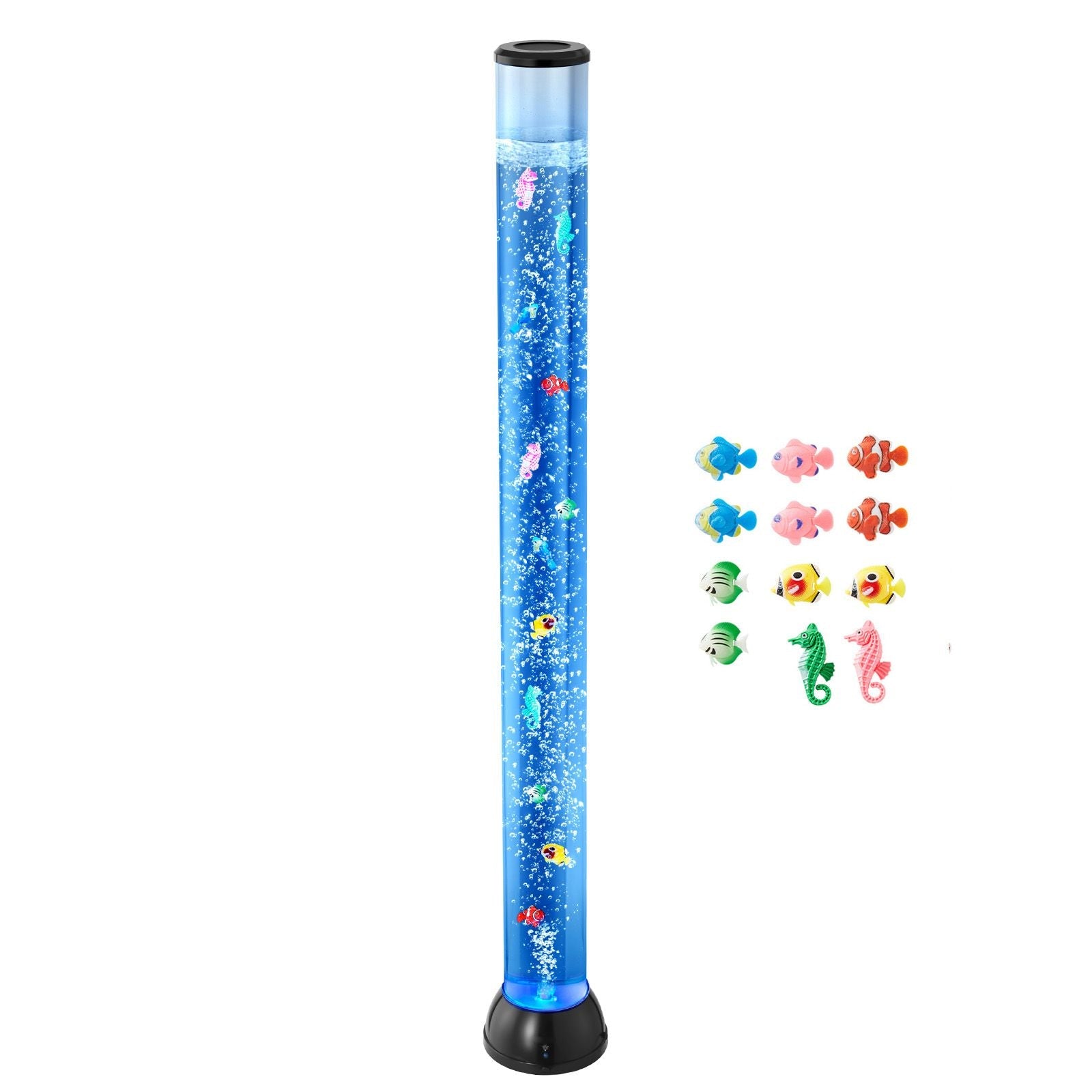 4 ft Sensory Bubble Tube Lamp — 10 Floating Fish, 16 Color Effects & Remote Control
