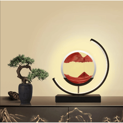 Lampe 3D à Sable Mouvant – Lumière LED Ronde Paysage de Sable avec Support (3 Couleurs) pour la Relaxation, la Décoration de Maison et de Bureau
