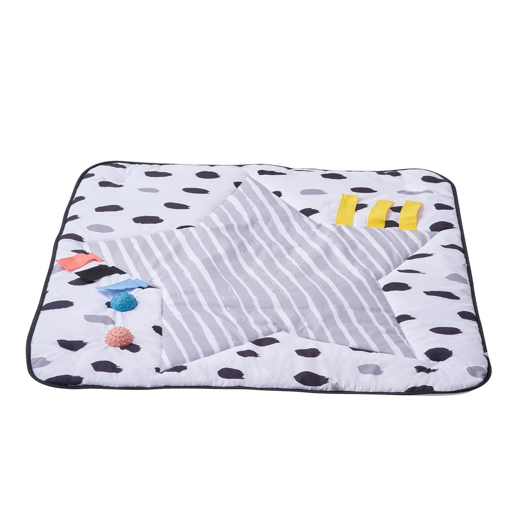 Baby Play Gym Mat – Tummy Time Activity Mat with 6 Sensory Toys & 2 Touch Balls (0–18 Months)