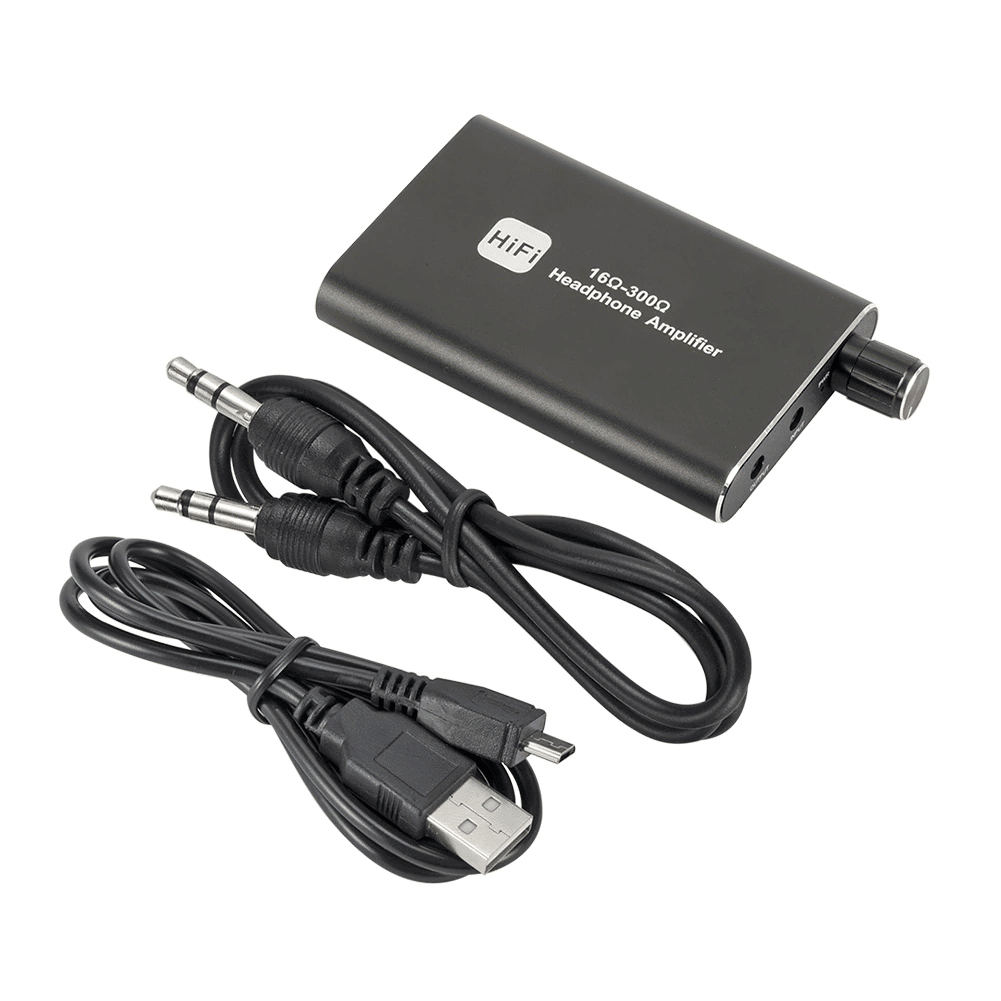 Portable HIFI Headphone Amplifier — 16-300Ω Earphone AMP with 3.5mm Audio & USB Cable