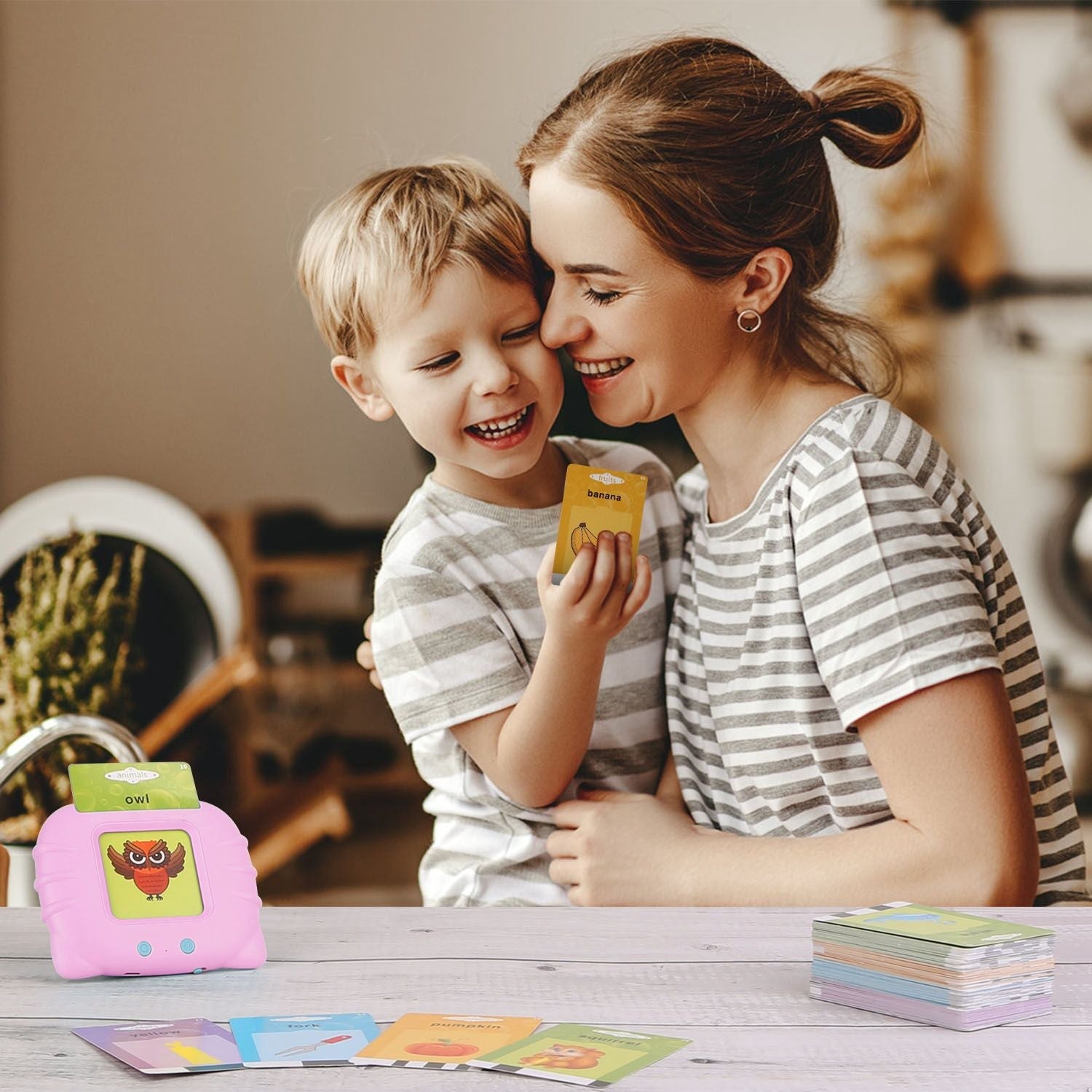 Talking Flash Cards Learning Machine – 224 Words, 112 Double‑Sided Cards, Cognitive Audio Reader for Toddlers (Ages 1–5)