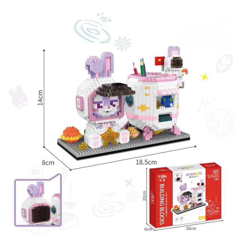 Disney Series Building Block Pen Holder – Stitch Winnie the Pooh DIY Puzzle Assembly Toy and Desk Organizer