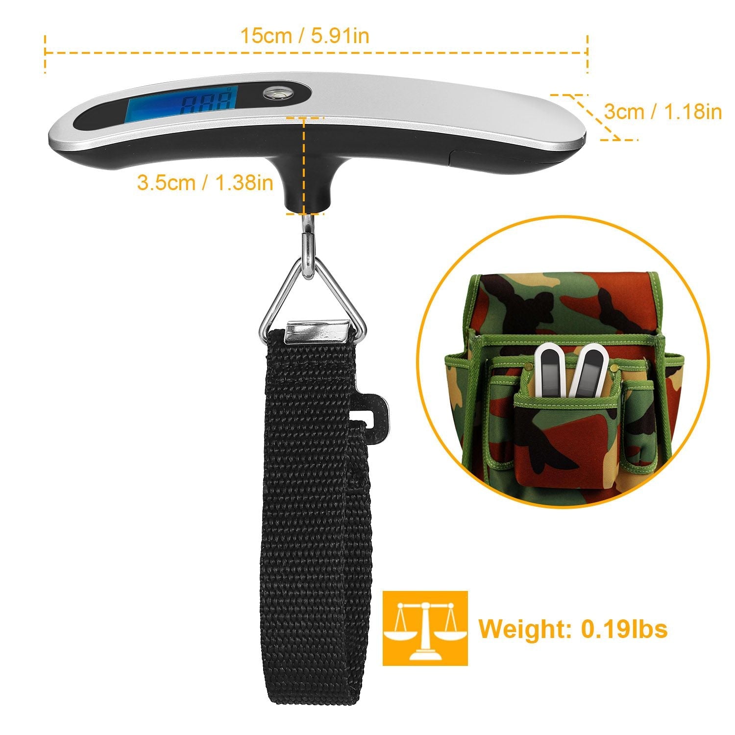 Portable Digital Luggage Scale – 110lb/50kg with LCD Backlight & Auto-Off | Travel Scale