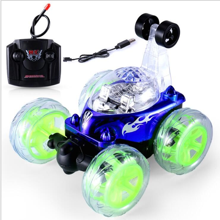 Mini voiture cascadeuse RC 360° – Voiture tout-terrain télécommandée lumineuse à dérive avec musique pour enfants (Rechargeable)
