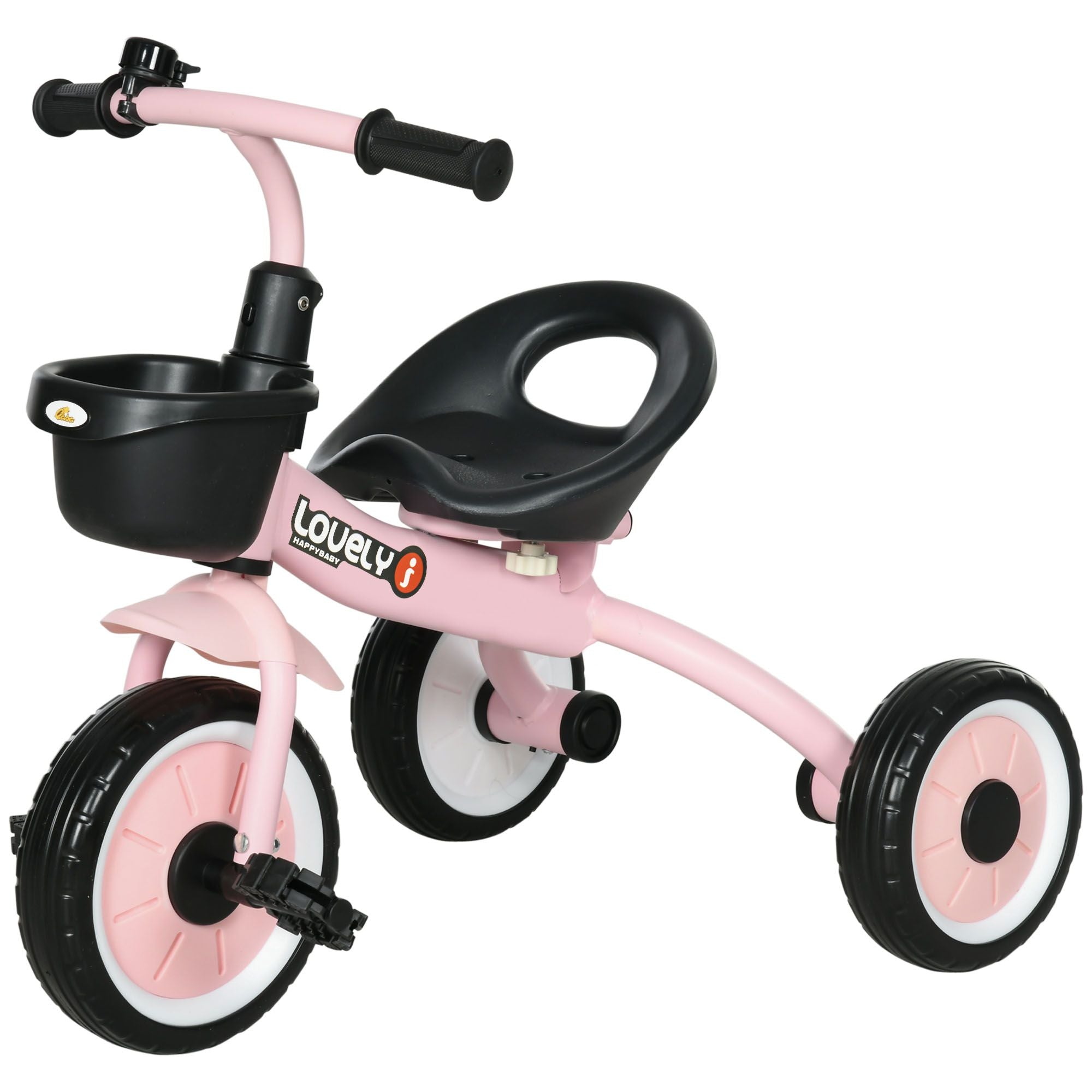 Pink Kids Tricycle for Toddlers Age 2-5 — Adjustable Seat, Bell & Basket
