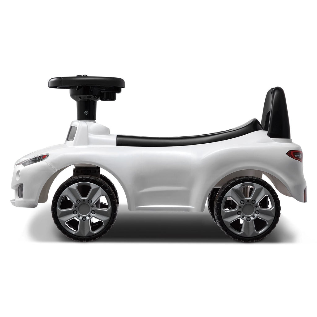 Ride‑On Push Car for Toddlers (Ages 1–3) – Sit‑to‑Stand Racer with Music Steering Wheel & Under‑Seat Storage – White