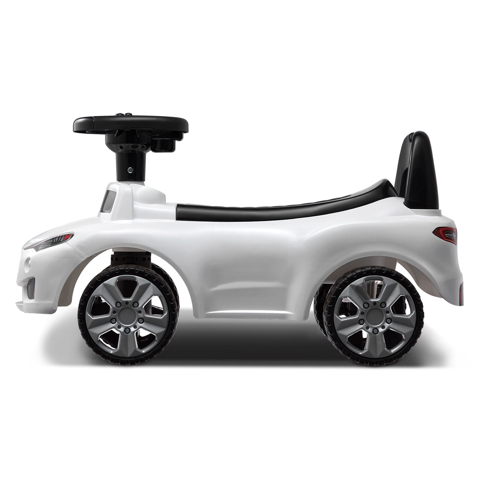 Ride‑On Push Car for Toddlers (Ages 1–3) – Sit‑to‑Stand Racer with Music Steering Wheel & Under‑Seat Storage – White