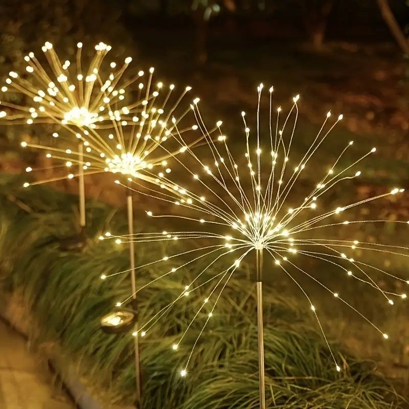 120‑LED Solar Fireworks Lights – Starburst Garden Lights with 8 Modes, Waterproof, Solar‑Powered Pathway Décor (4‑Pack)