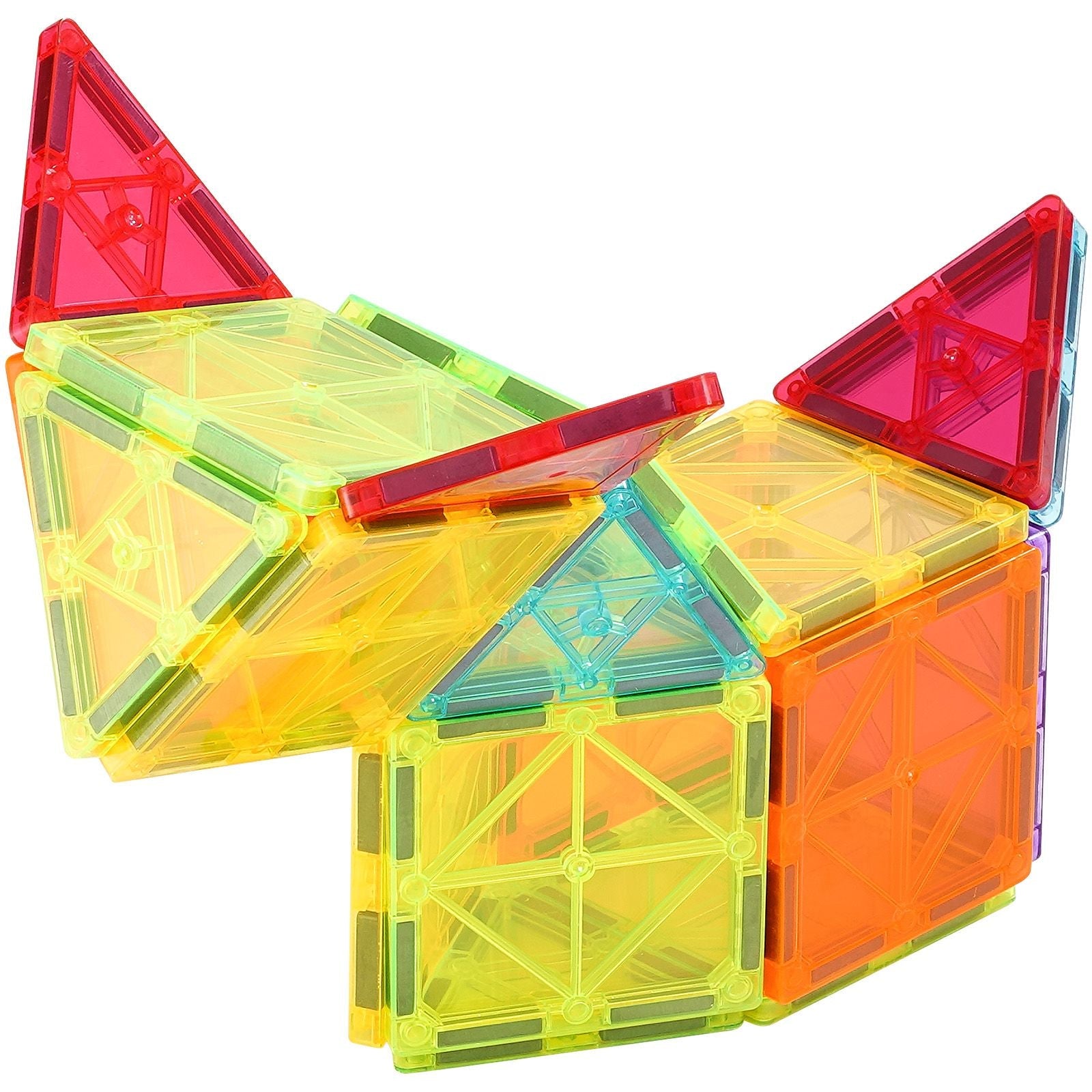 Magnetic Tiles – 55‑Piece STEM Building Set with Car Base & Number Cards (Ages 4+)