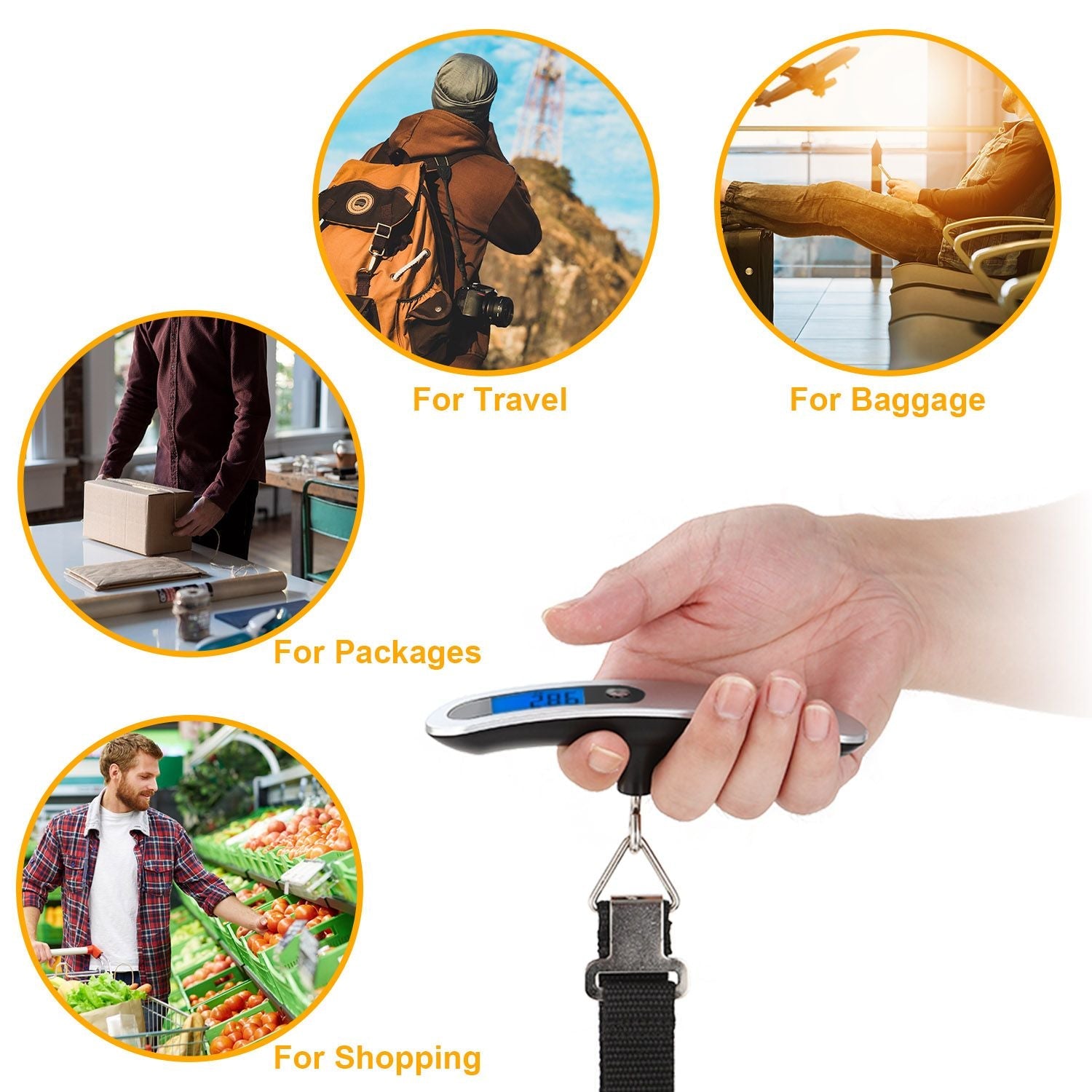 Portable Digital Luggage Scale – 110lb/50kg with LCD Backlight & Auto-Off | Travel Scale