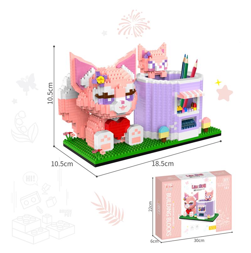 Disney Series Building Block Pen Holder – Stitch Winnie the Pooh DIY Puzzle Assembly Toy and Desk Organizer