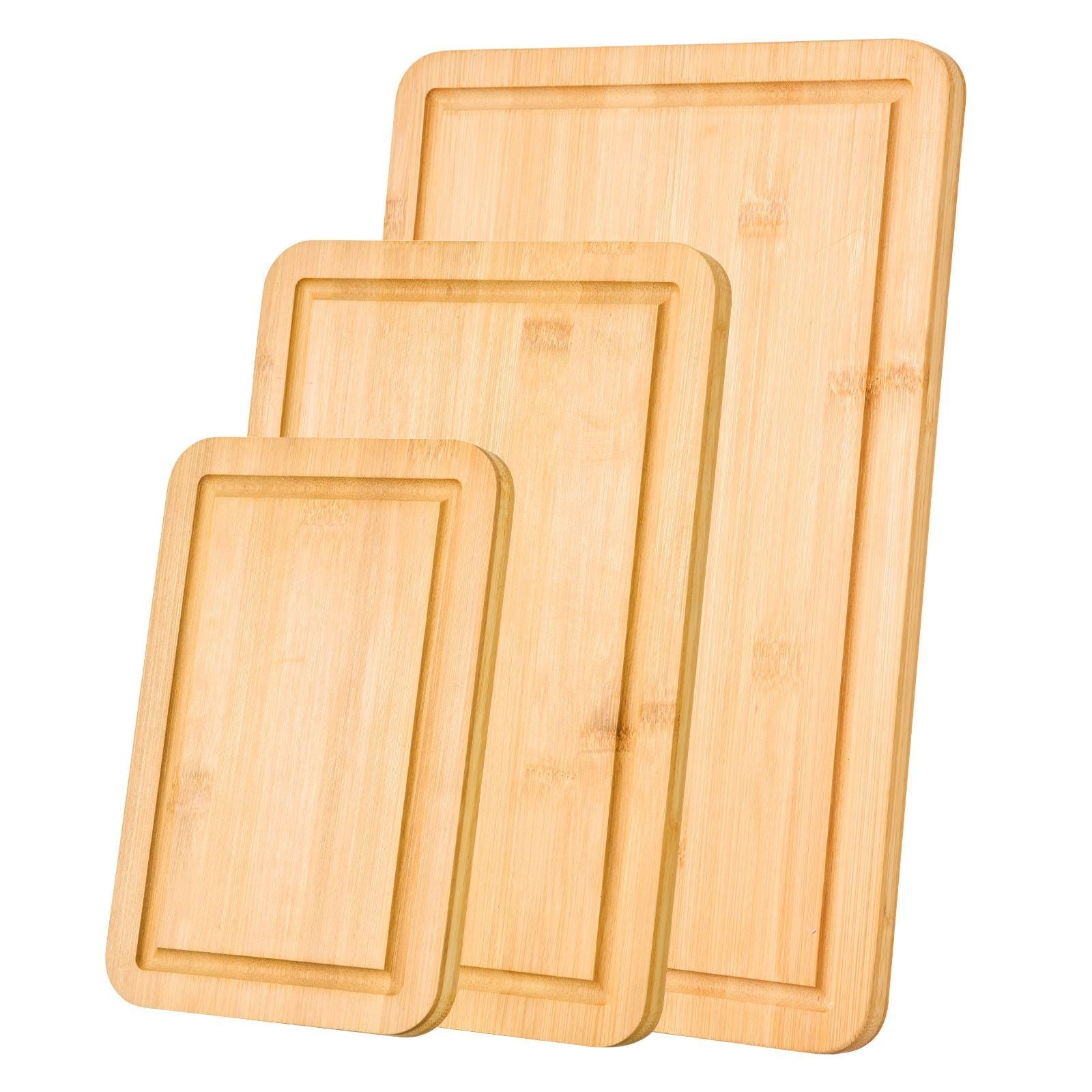 3-Piece Bamboo Cutting Board Set — Juice Groove, Built-in Handle & Food-Grade Oil Finish