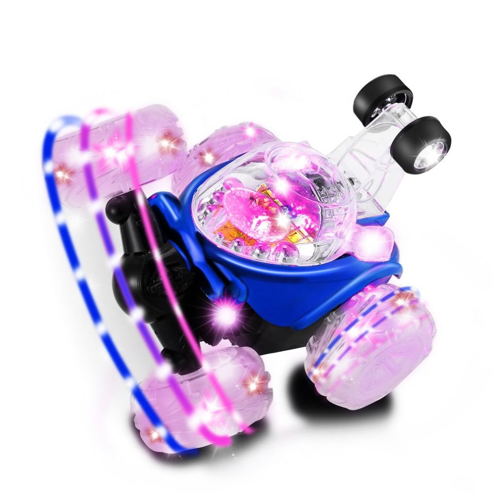 Mini voiture cascadeuse RC 360° – Voiture tout-terrain télécommandée lumineuse à dérive avec musique pour enfants (Rechargeable)